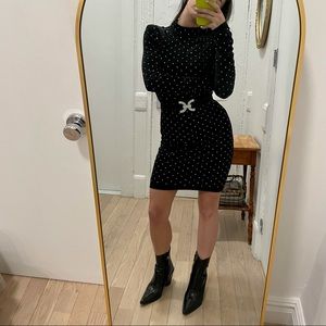 Rhinestone and Velvet Dress with Belt